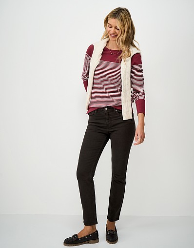 Slub Cotton Cassandra Top in Red and White Stripe