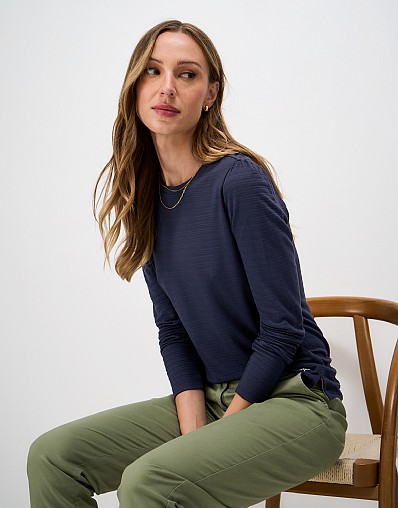Textured Stripe Long Sleeve Jersey Top