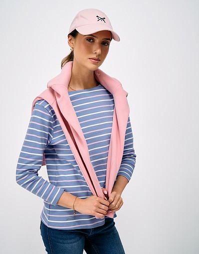 Textured Stripe Long Sleeve Top in Dark and Light Pink