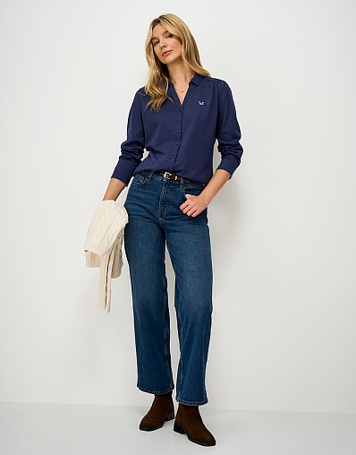 Slub Cotton Jersey Shirt in Navy
