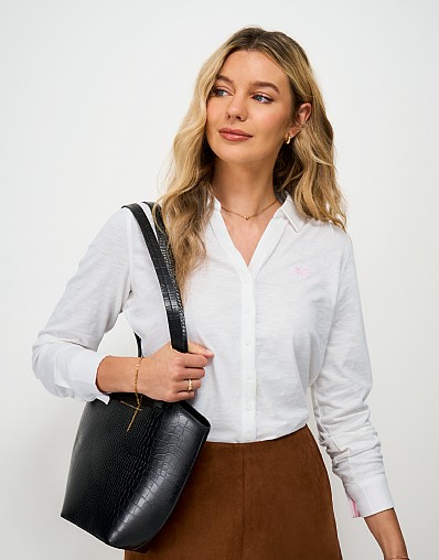 Slub Cotton Jersey Shirt in White