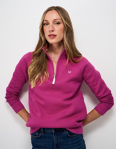 Half Zip Sweatshirt in Fuchsia