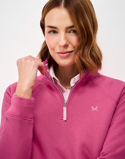 Half Zip Sweat in Pink