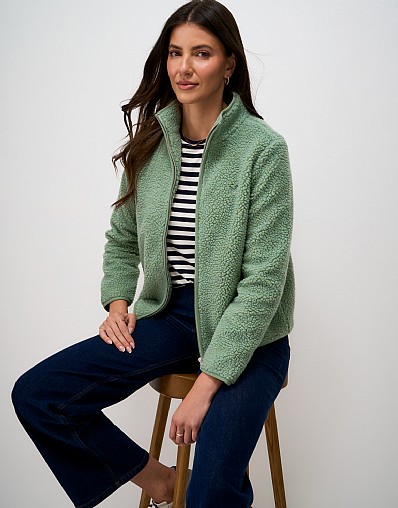 Borg Fleece Zip Through in Green