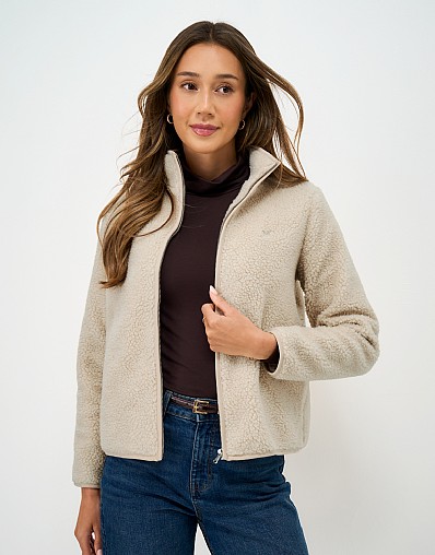 Borg Fleece Zip Through in Neutral