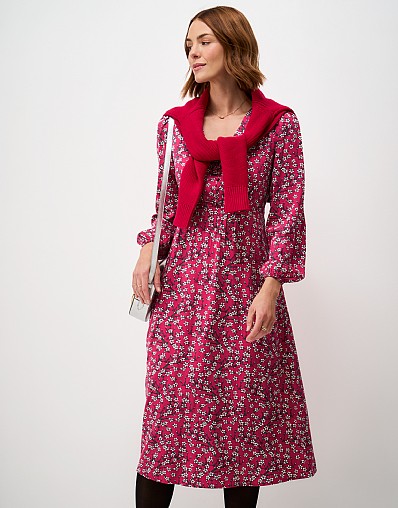 Ava Cherry Blossom Printed Tea Dress in Pink