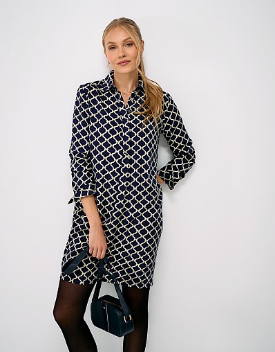 Leah Shift Shirt Dress in Navy Rope Print