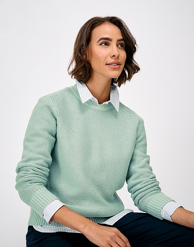 Laurie Cotton Roll-Edge Jumper in Grey Mist