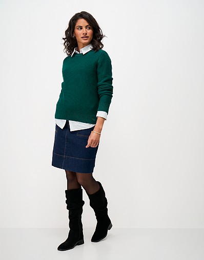 Laurie Cotton Roll-Edge Jumper in Teal