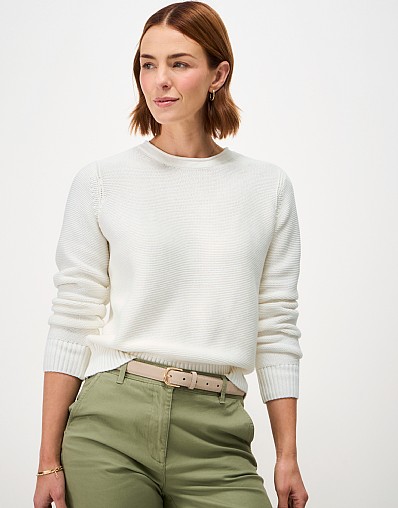 Laurie Cotton Roll-Edge Jumper in White