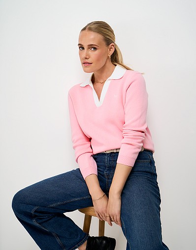Relaxed Heritage Cotton Rugby Jumper in Pink Lavender
