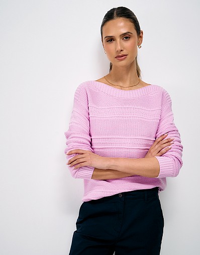 Tali Textured Stitch Jumper in Pink