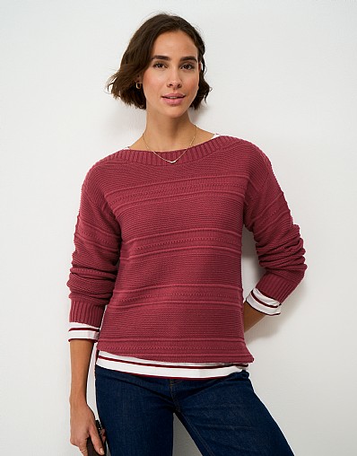 Tali Textured Stitch Jumper in Red