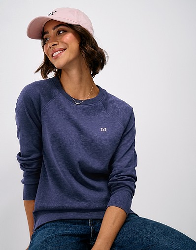 Long Sleeve Heavy Slub Jersey Top in Navy