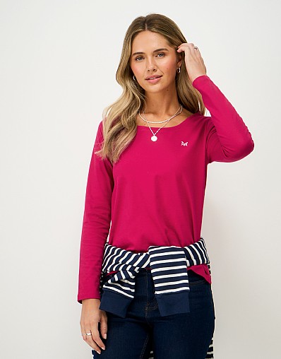 Supersoft Cotton Scoop Jersey Top in Cherry Red