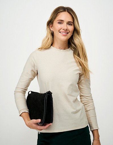 Sparkle Frill Neck Top in Ivory