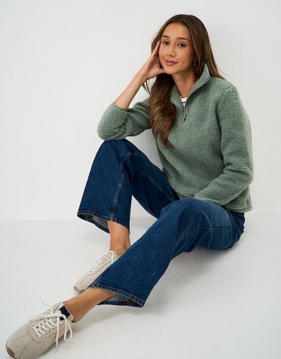 Borg Ribbed Mix Fleece in Green