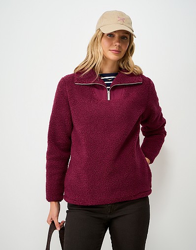 Borg Ribbed Mix Fleece in Red