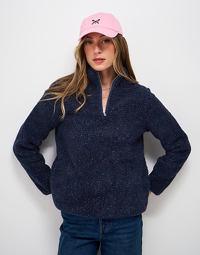 Speckled Nepp Half Zip Fleece in Navy