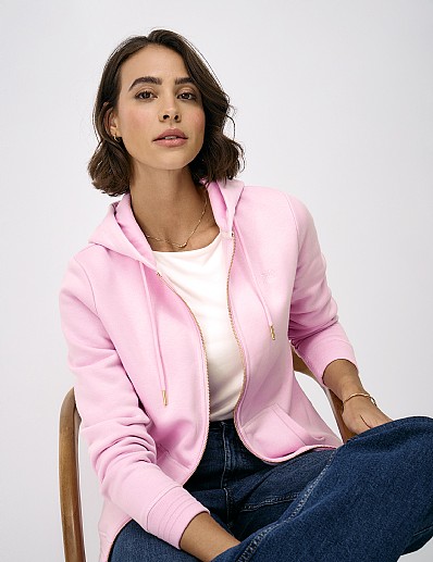 Heritage Zip-Through Hoodie in Pink
