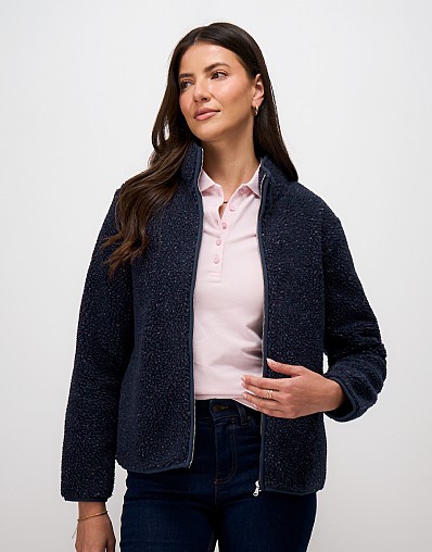 Speckled Nepp Zip Through Fleece in Navy