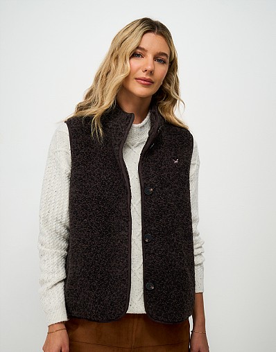 Lightweight Fleece Gilet in Chocolate Brown Leopard Print