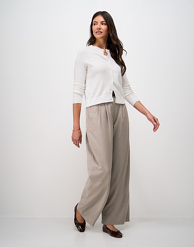 Tailored Wide Leg Trousers in Mushroom