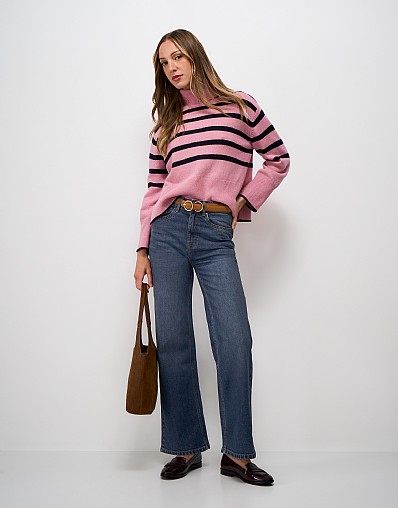 High-Rise Wide-Leg Jeans in Mid-Wash