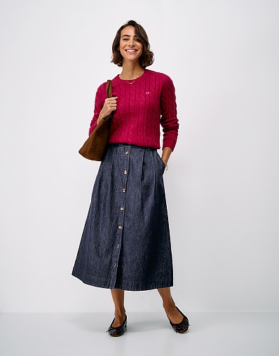 Ella Denim Midi Skirt in Indigo