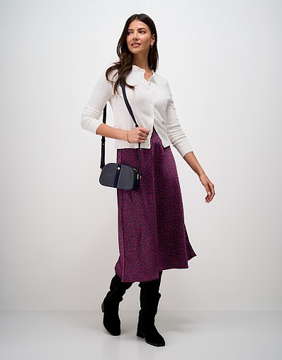 Rowen Slip Skirt in Navy and Red Leopard