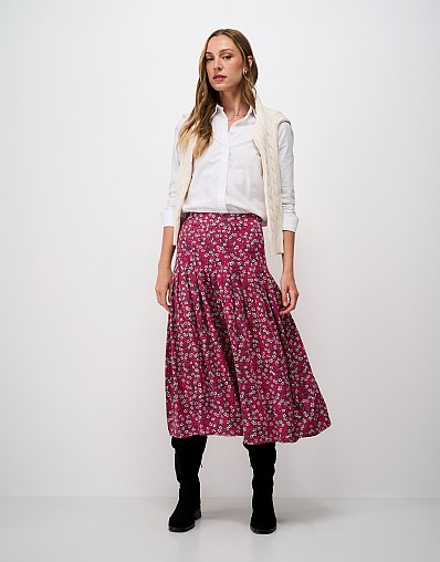 Verity Midi Skirt in Pink Cherry Blossom