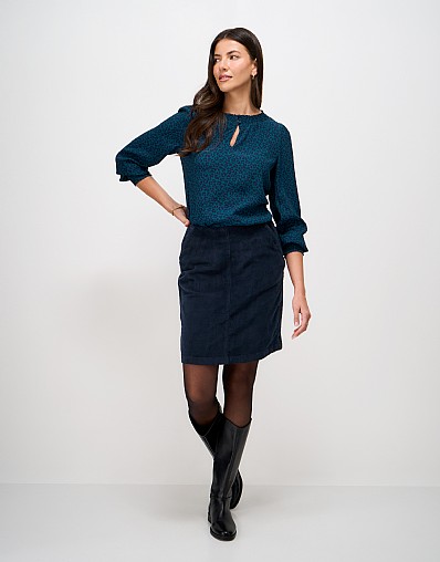 Cord Mini Skirt in Navy