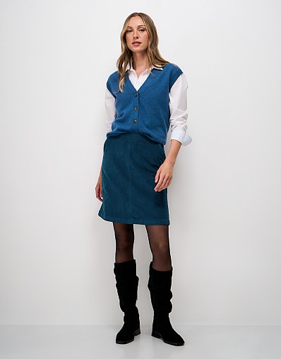 Cord Mini Skirt in Blue