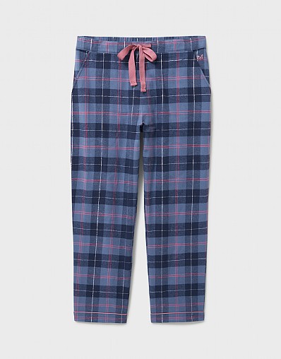 Flannel Pyjama Bottoms in Navy and Pink Check