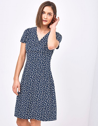 Women's Willow Dress in Navy Dandy Print from Crew Clothing