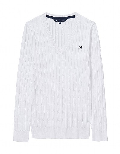 Cotton Summer Cable Jumper In Optic White