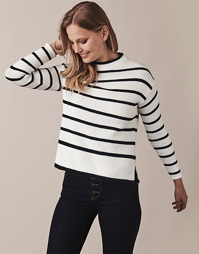 Striped Cotton Crew Neck Sweater