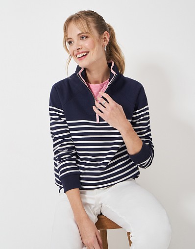 Half Zip Block Stripe Sweatshirt