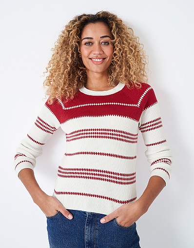 Women's Heritage V Neck Cable Jumper from Crew Clothing Company