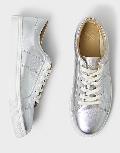 Gigi Leather Trainers in Silver