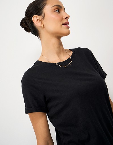 Perfect Crew Neck Slub T-Shirt in Black