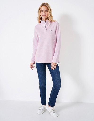 Crew Clothing Women's Half Zip Sweatshirt In Pink White main image 1