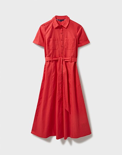 red shirt dress uk Amina Red Linen Shirt Dress