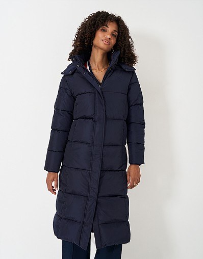 Longline Midweight Padded Coat in Dark Navy