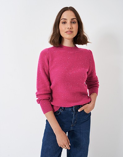 Knitted Sequin Jumper In Pink