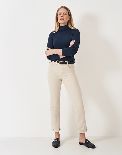 Modal Blend Second Skin Roll Neck Top in Navy