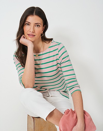 Ultimate Breton Long Sleeve Top in Pink and Green