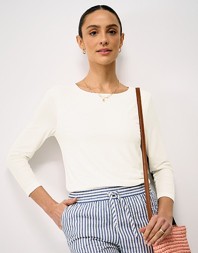 Jemma Super Soft Modal Blend Stretch Top in White