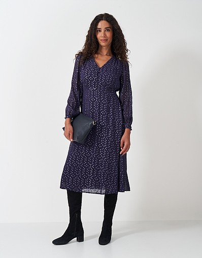 Kyra Metallic Dress in Navy