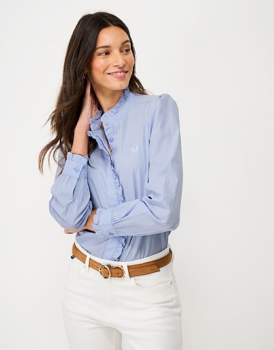 Pie Crust Collar Shirt in Light Blue